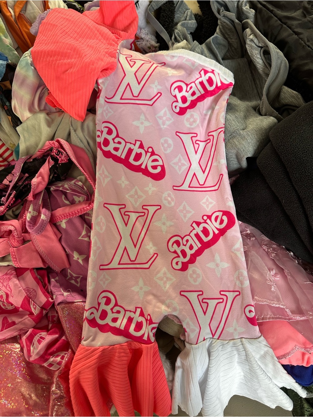 Barbie Pink Logo Ruffle Romper
